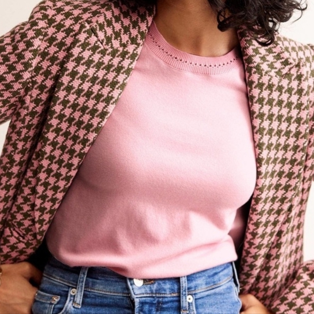 Boden Catriona Cotton Crew Jumper Sweater Powder Pink W XL - Picture 3 of 6